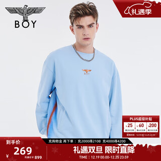 Boy london rock flame spring couple long-sleeved twill embroidered pullover round neck sweatshirt n03900 blue m
