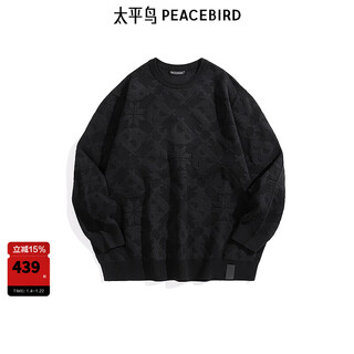 Peacebird men's black knitted sweater trendy casual crew neck sweater b1ebe4452 black 1 l