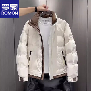 Luo meng short down jacket men's autumn and winter thickened trendy brand handsome fashionable stand collar casual white duck down work jacket 2335 meters white stand collar style m recommended 100-115 jin jin equals 0.5 kg