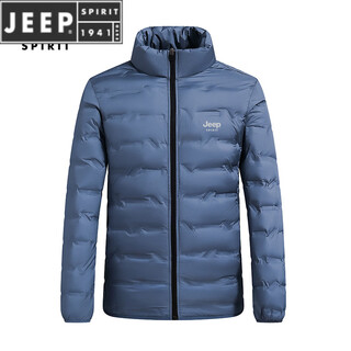 Jeep spirit jeep men's 2025 winter new down jacket men's casual stand-up collar thickened warm jacket versatile fog blue m