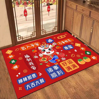 Clcey entry door floor mat inside the door with a high-end feel 2025 new no-wash 2026 year of the horse entry red door mat to rub the door with dirt good luck in the year of the horse 18 50*80cm (crystal velvet)