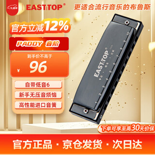 East top blues harmonica 10-hole embedded bright black cover gray plastic box t009 paddy c key recommended for beginners