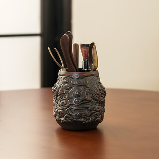 Summer solstice nange retro purple pottery tea ceremony six gentlemen set household embossed dragon pattern tea set accessories tea clips teaspoon tea fork brush purple pottery double dragons playing with pearls tea ceremony six gentlemen