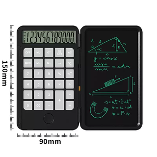 山头林村充电计算器手写板二合一办公专用便携迷你会计财务考试科学智能带手写板多功能商务中小学生草稿记 USB充电翻盖计算器-黑色