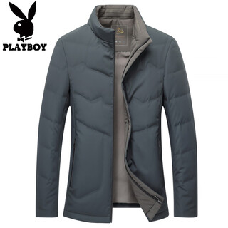 Элитный бренд playboy, мужской легкий пуховик с воротником-стойкой, повседневная теплая куртка на утином пуху, пальто с воротником-стойкой, серо-зеленый, 2xl 185, рекомендуется 160-175