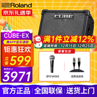 Roland speaker audio cube street ex guitar playing and singing outdoor live broadcast internal recording portable roadshow stage performance ex speaker + shure sm58s microphone