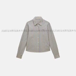 Ochirly new style pure cotton yarn-dyed striped shirt long-sleeved shirt with blue 2026 spring official authentic blue stripe xs