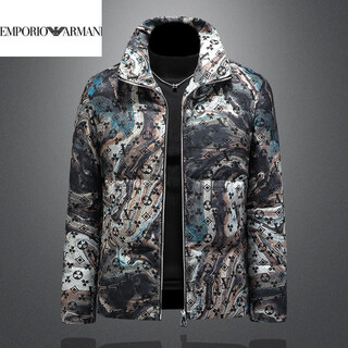 Emporio armani armani новый зимний мужской бархатный пуховик с воротником-стойкой, легкий, роскошный, модный, утепленный, с принтом, с коротким узором, m