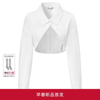 The same tangli shopping mall with a waistcoat shirt. 2026 spring new white long-sleeved short shirt top for women. off-white. smooth pure cotton material. waistcoat design. short in front and long in back. m. recommended 105-120 jin. jin is equal to 0.5 kg.