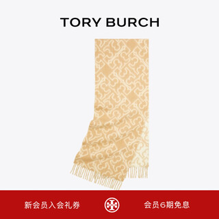 Tory burch new year's gift autumn and winter jacquard puzzle logo double-sided scarf tb 171971 camel/cream 251 os