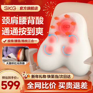 Skg waist massager for lower back, shoulder and neck, trapezius muscle, lumbar muscle strain, hot compress cushion, car waist protector, office pillow massager, new year's gift for parents, boyfriend, girlfriend, employees, multi-part massage t5 second generation luxury model