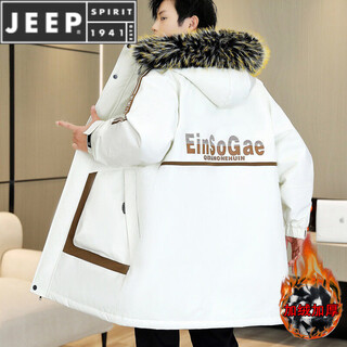 Jeep spirit new winter men's mid-length velvet thickened jacket coat cotton windbreaker cotton cardigan off-white b98 mid-length velvet thickened m