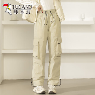 Woodpecker goose down down pants women's outerwear 2026 snowy northeast harbin windproof and waterproof workwear ski outdoor charge pants khaki m