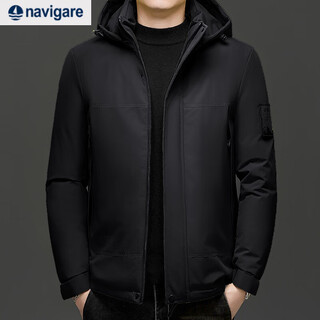 Navigare italian dinghy sheep wool men's jacket winter cotton coat thickened hooded loose warm cotton jacket trendy cotton 802168 black xl