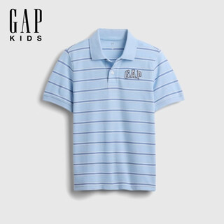 Gap gap boys 2026 spring new pure cotton embroidered logo pique short-sleeved polo shirt children's us version 884299 blue stripes 110/60 (4-5 years old)