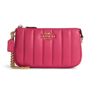 Coach nolita quilted zipper chain leather mahjong bag underarm bag clutch small women's pink default basic pack (bag + dust bag)