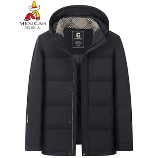 Scarecrow fat brother 2025 winter new men's plus size plus size business casual stand collar hooded down jacket black 3xl 190