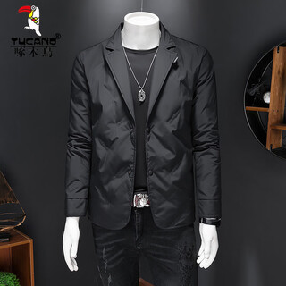 Woodpecker (tucano) thin suit down jacket men's jacket autumn and winter 2025 new business-sense suit men's winter black l recommendation 130jin jin is equal to within 0.5 kg