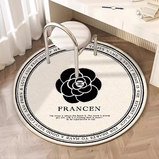 Yusenyi round carpet light luxury cream style non-slip floor mat bedroom study swivel chair computer chair soundproof dressing table foot pad xiaoxiangyuan 2 (crystal velvet) 200 pieces 200x200cm