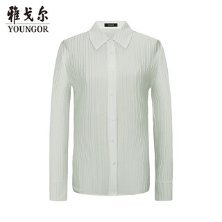 Youngor (youngor) shirt women's 2026 spring and summer young women's long-sleeved shirt silk plain shirt store same style light green ylfc131003sqf 36 (160/84a)