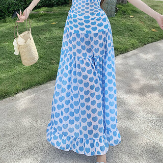 Shijanu new summer printed ins style one-piece swimsuit for women hot spring vacation waist slimming long skirt shorts suit skirt s _85-102jin jin equals 0.5 kg