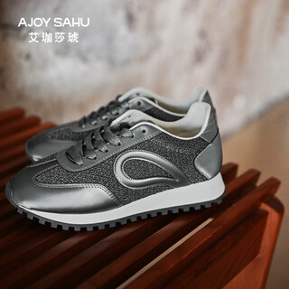 Ajoy sahu autumn and winter new style simple and versatile retro mesh thick sole increased casual sports shoes lightweight breathable outdoor running shoes silver gray ffa261w071051 36