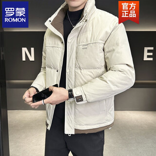Мужской пуховик romon, зима 2025, новая утолщенная модная брендовая корейская версия, повседневная универсальная мужская легкая теплая куртка белого цвета m