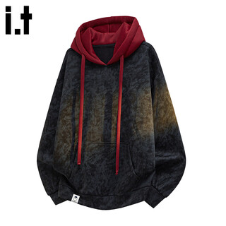 ШОКОЛАДНЫЙ it Мужская американская модная брендовая толстовка с капюшоном контрастного цвета, мужская зимняя бархатная свободная куртка-пуловер 2025 года, черная, xl Рекомендуется 130-145 Джин Джин равен 0,5 кг
