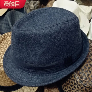 Manlin head hat for men, middle-aged and elderly, middle-aged, small gray woolen british jazz hat, elderly gentleman hat m (56-58cm dark gray