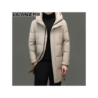 Lilanz men's mid-length down jacket winter fashionable and versatile thickened warm hooded jacket for young and middle-aged men off-white 14xl (190)