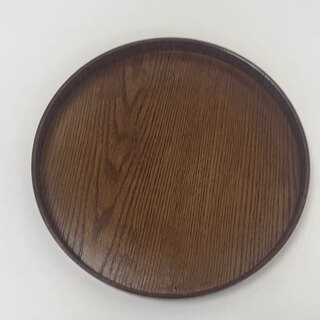 Tuojin imported quality ins style wooden tray from germany, round japanese tea tray, cafe dessert tray storage tray, brown diameter 21cm