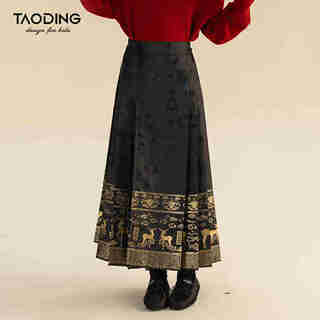 Taoding girls horse face skirt new year chinese style girls new chinese embroidered new year clothes fashion black horse face skirt 160