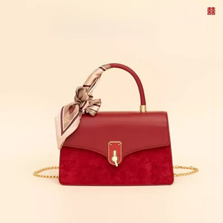 Woodpecker (tucano) red velvet wedding bag crossbody small square bag 2026 new style large capacity portable engagement bride wedding bag red style 2 free silk scarf + gift bag