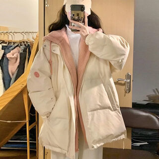 Disney junior high school student down jacket for girls 14-16 years old winter 2025 new small loose girl cotton jacket white 165 s 105jin jin is equal to less than 0.5 kg