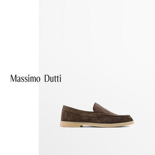 Massimo dutti autumn and winter new 2025 women's shoes versatile outerwear high-quality suede genuine leather loafers 11511750 brown 37 (240/85)