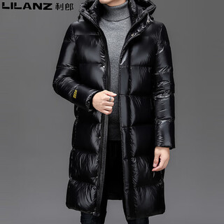 Lilanz mid-length men's down jacket winter new warm hooded casual extreme cold thickened jacket for young and middle-aged men black 18-6706 s 165