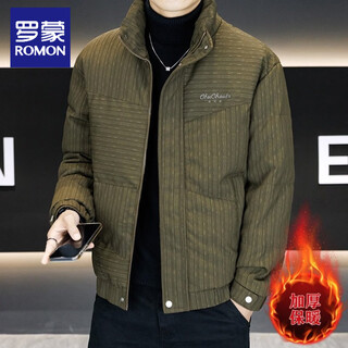 Romon cotton-padded jacket for men in winter 2025 new trendy brand stand-up collar thickened warm cotton jacket casual versatile cotton jacket top coffee color m