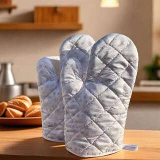 Yusenyi kitchen gadgets household oven microwave garment steamer anti-scalding thickened high temperature resistant baking insulated protective gloves 2 white snowflakes