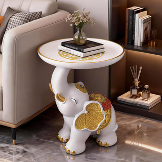 Oulaijia jixiang chengfu elephant floor-standing ornament living room sofa side table bedroom bedside table home decoration next to tv cabinet jixiang chengfu elephant side table floor-standing ornament height 60cm