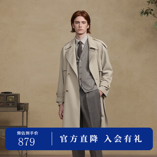 Jiedifan jdv men's clothing store same style autumn new light brown double-breasted windbreaker lace-up jacket wcw4453 light coffee l 175/100c(02)