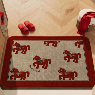 Shantou lincun year of the horse home entry door mat 2026 new year decorative carpet festive red floor mat entrance door mat entry mat print set pony 1m*1cm 1 piece quantity 50*