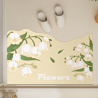 Fantasy bathroom floor mat diatom mud non-slip water-absorbent soft mat bathroom kitchen floor mat bathroom entrance toilet carpet lily of the valley xiaojing non-slip/absorbent/quick-drying 45 75cm hot selling recommendation 70% choice