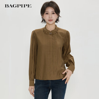 Bagpipe (bagpipe) 2025 winter new style retro fashion regular casual style long-sleeved women's shirt versatile autumn and winter tops for women yellow green s 155