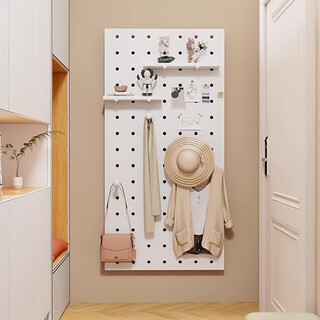 Fanlilin hole board storage rack entry door custom solid wood hanging clothes storage desk decorative hardware wall display partition complete set of combination white 40x60cm