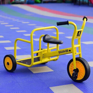 Kindergarten children's tricycle, 29-year-old double bicycle, early childhood education stroller, outdoor toy, tricycle with people, yellow sightseeing car