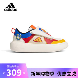 Adidas (adidas) children's shoes 2026 new year cny spring festival boys and girls shoes velcro children's sports and casual shoes kj4231 kj4231 han jade white/light scarlet/linen crystal brown 28.5 yards/10.5k/foot length 17cm