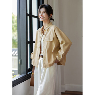 Ives (itisf4) popular shirt jacket spring style brushed loose casual all-match short outer top turquoise one size