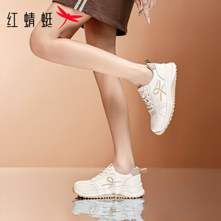 Red dragonfly women's shoes white shoes women's new low-top lace-up fashion sports shoes women's large size thick sole wear-resistant casual running shoes exb160631 mikaki (4cm) 35