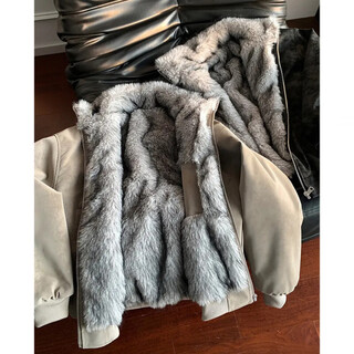 Main style (zhuyifan) northeast minus 40 degrees wolf throne mountain eagle jacket men's winter lined full wool cotton jacket windproof and cold pu leather cotton jacket gray m