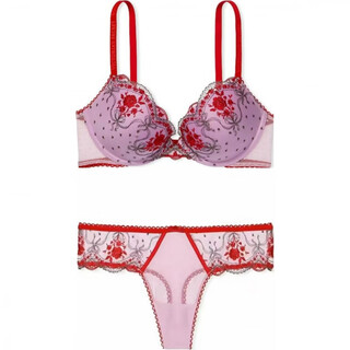 Victoria's secret plant flower lace gathered mid-waist zodiac year underwear set women's purple purple s 34d+(75d+s)